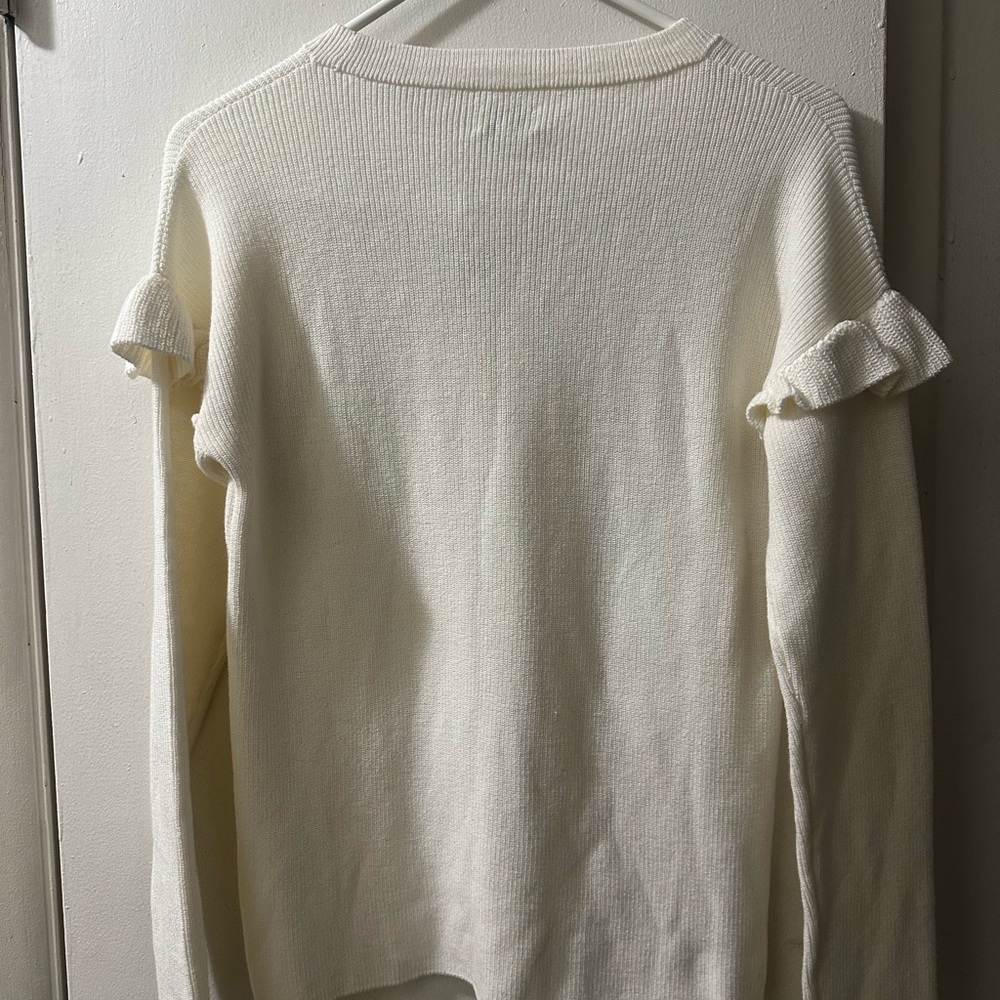 J.Crew Cream Ruffle Sleeve Sweater - Picture 3 of 4